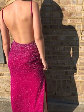 100% silk lined Beaded Fuchsia Slip Dress